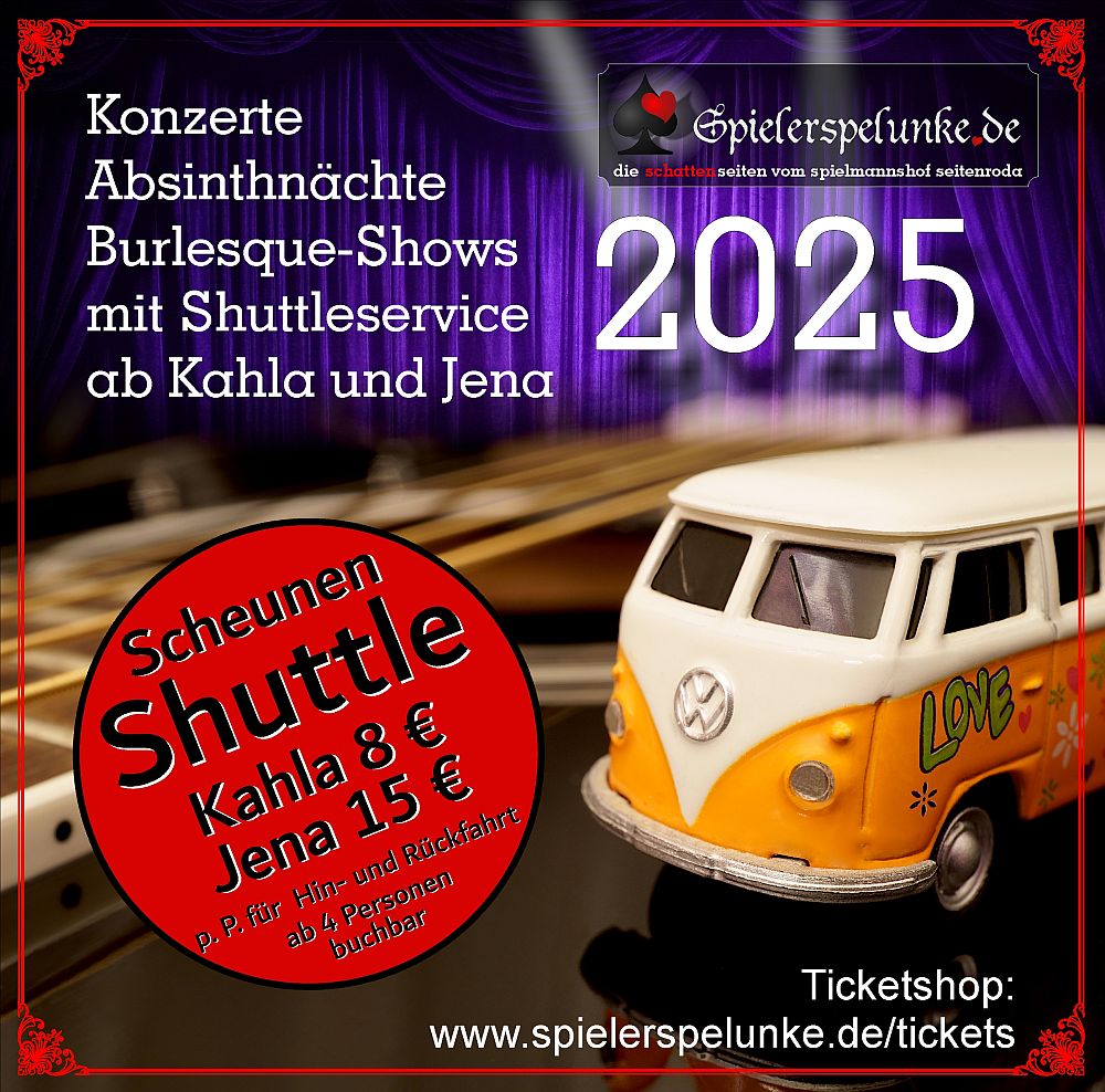 shuttleservice aus kahla und jena zu den konzerten der spielerspelunke